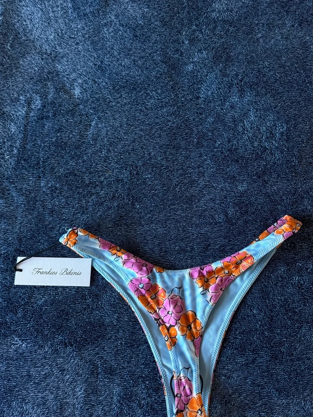 NWT Frankies Bikinis Full Moon Floral Micro Bikini Bottom in Color Me👙🩵🩷🧡🌸